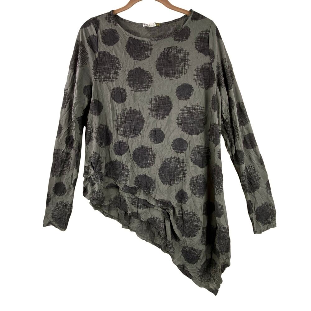 Chalet Art To Wear Asymmetric Tunic Top Size S Crinkle Dots Lightweight